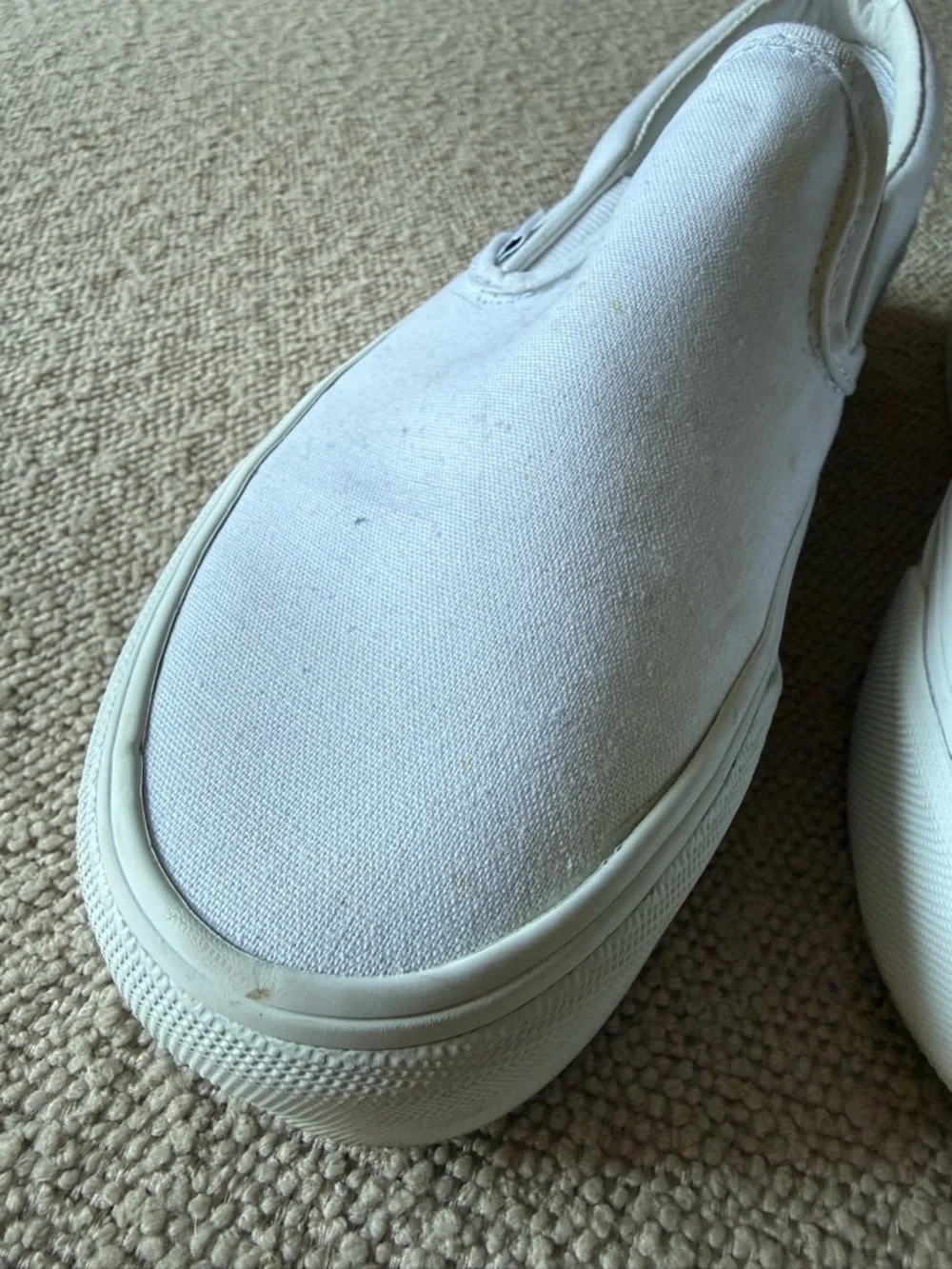 Vans Women’s Platform White Slip-On Canvas Sneakers - Picture 8 of 10